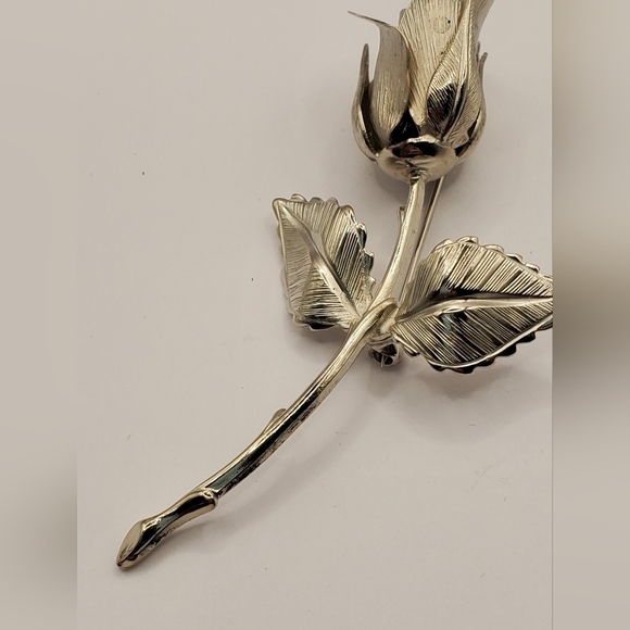 VINTAGE GIOVANNI MATTE SILVER LARGE ROSE BROOCH PIN FLOWER JEWELRY COLLECTIBLE - Picture 3 of 12